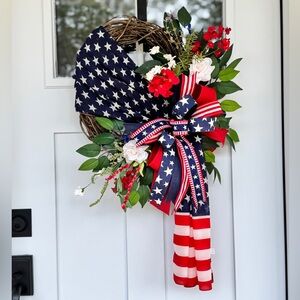 Patriotic Wreath with Stars and Stripes